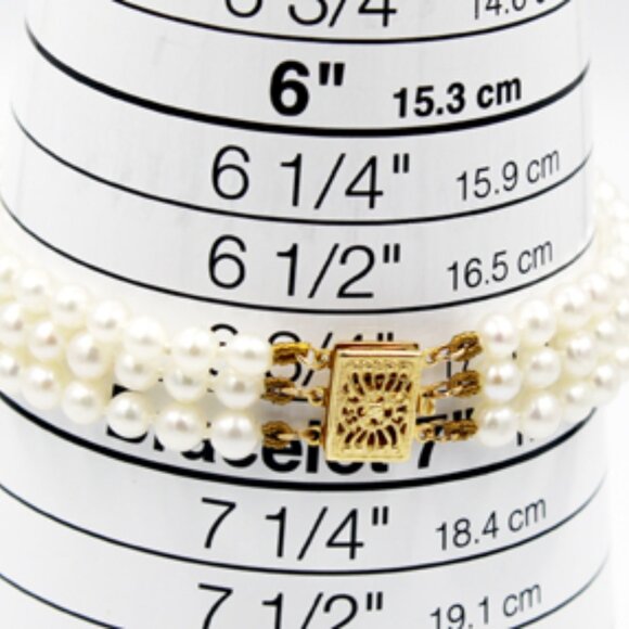 14K Three Strand Pearl Bracelet - Picture 8 of 11